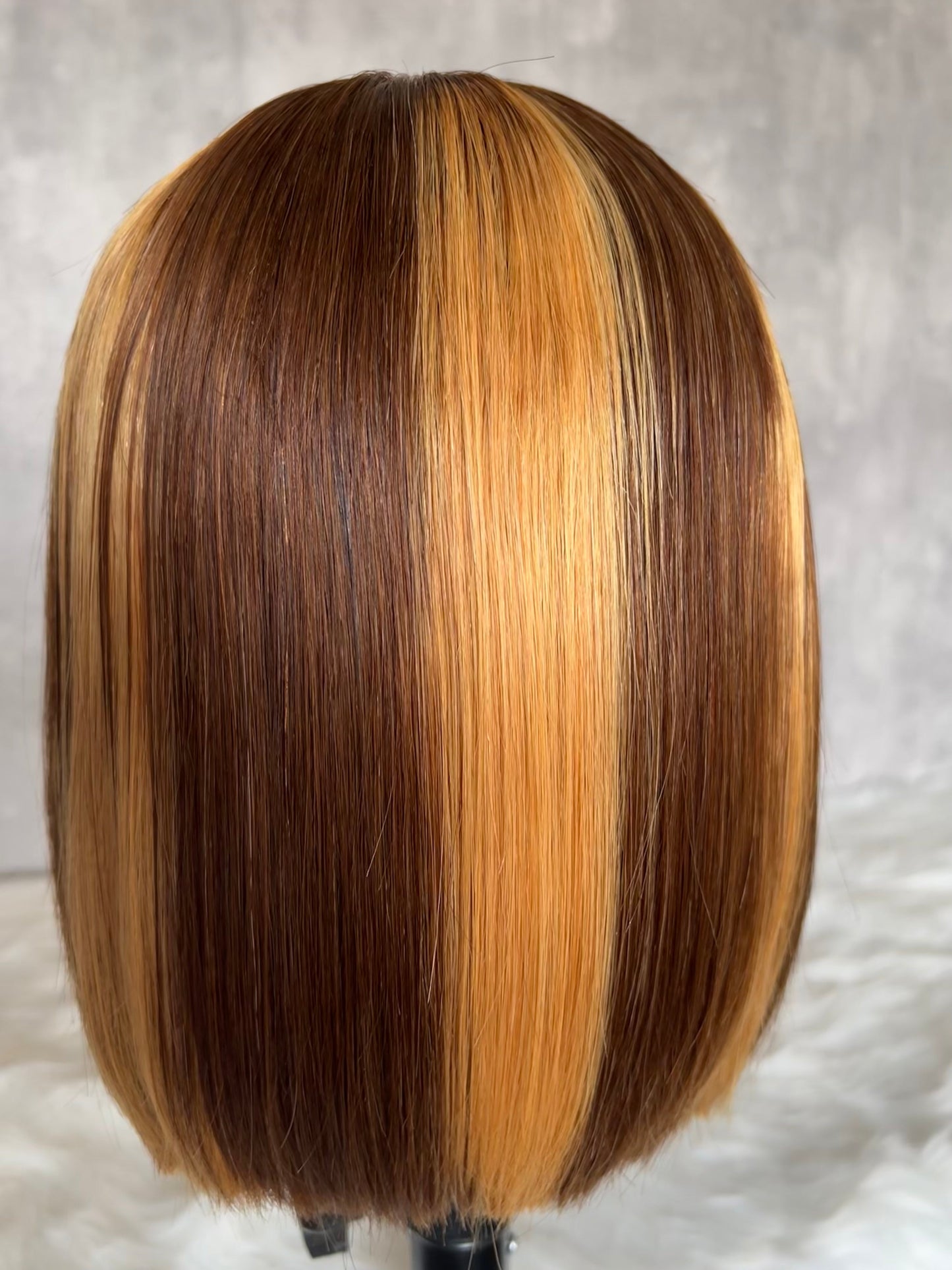 2X6 Closure Wig Straight BOB Wig 1B Single Donor 4/27# Color BMJ Hair